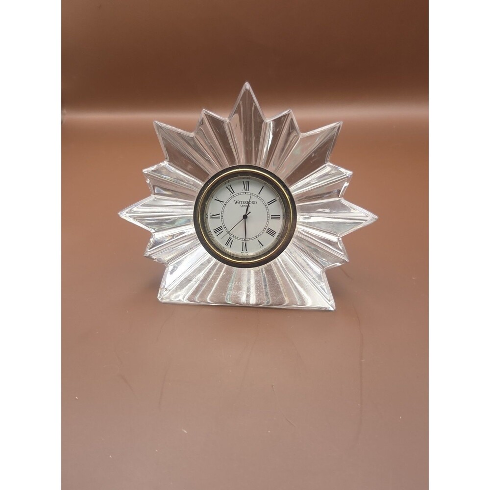 Waterford Crystal Starburst Clock with Gold Trim *** Read*** With Fresh Battery
